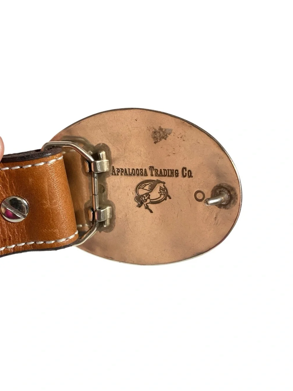 Brown Leather Studded Belt Silver “Agate” Buckle Appaloosa